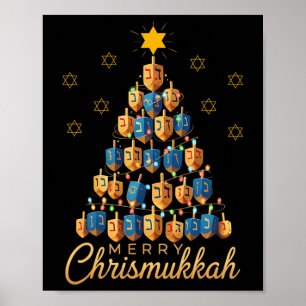 Merry Chrismukkah Happy Chanukkah Dreidel Christma Poster