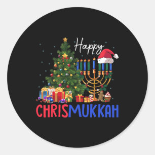 Merry Chrismukkah Happy Christmas Hanukkah 2 Classic Round Sticker