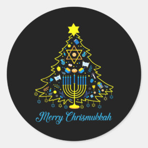 Merry Chrismukkah Happy Christmas Hanukkah 2  Classic Round Sticker