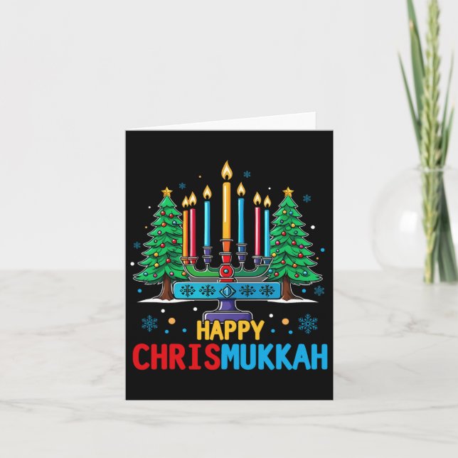 Merry Chrismukkah Happy Christmas Hanukkah 3  Card (Front)