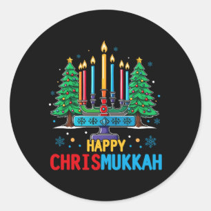 Merry Chrismukkah Happy Christmas Hanukkah 3 Classic Round Sticker