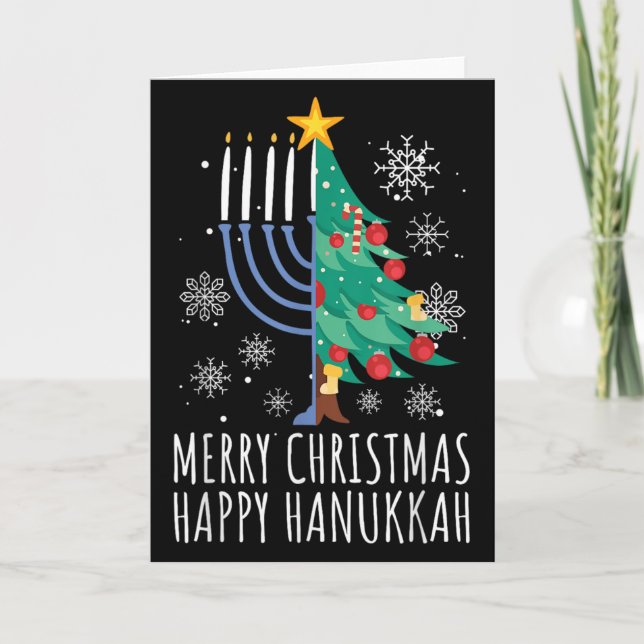 Merry Chrismukkah Happy Christmas Hanukkah  Card (Front)