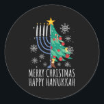 Merry Chrismukkah Happy Christmas Hanukkah  Classic Round Sticker<br><div class="desc">Merry Chrismukkah Happy Christmas Hanukkah</div>