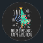Merry Chrismukkah Happy Christmas Hanukkah Classic Round Sticker<br><div class="desc">Merry Chrismukkah Happy Christmas Hanukkah</div>