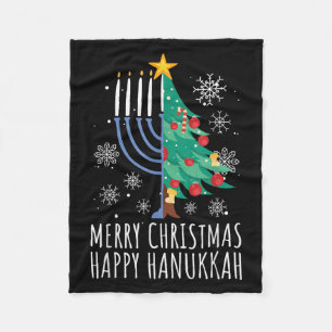 Merry Chrismukkah Happy Christmas Hanukkah Fleece Blanket