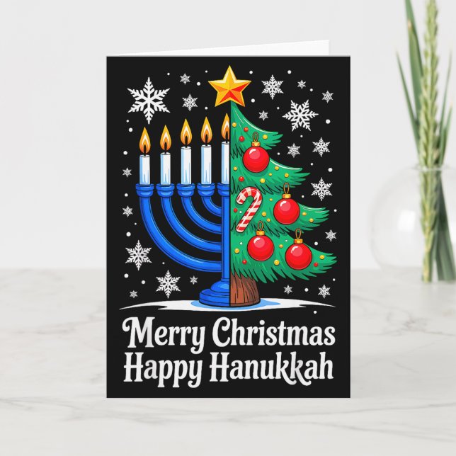 Merry Chrismukkah Happy Christmas Hanukkah Matchin Card (Front)