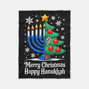 Merry Chrismukkah Happy Christmas Hanukkah Matchin Fleece Blanket
