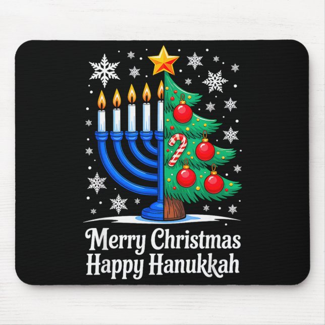 Merry Chrismukkah Happy Christmas Hanukkah Matchin Mouse Pad (Front)