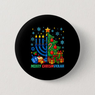 Merry Chrismukkah Happy Christmas Hanukkah Pajama  6 Cm Round Badge