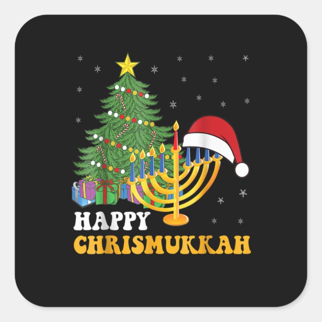 Merry Chrismukkah Happy Hanukkah 2022 Christmas Ug Square Sticker (Front)