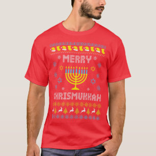 Merry Chrismukkah Happy Hanukkah Christmas Santa H T-Shirt