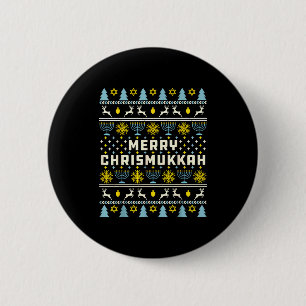 Merry Chrismukkah Happy Hanukkah Jew Ugly Christma 6 Cm Round Badge