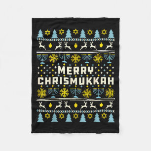 Merry Chrismukkah Happy Hanukkah Jew Ugly Christma Fleece Blanket