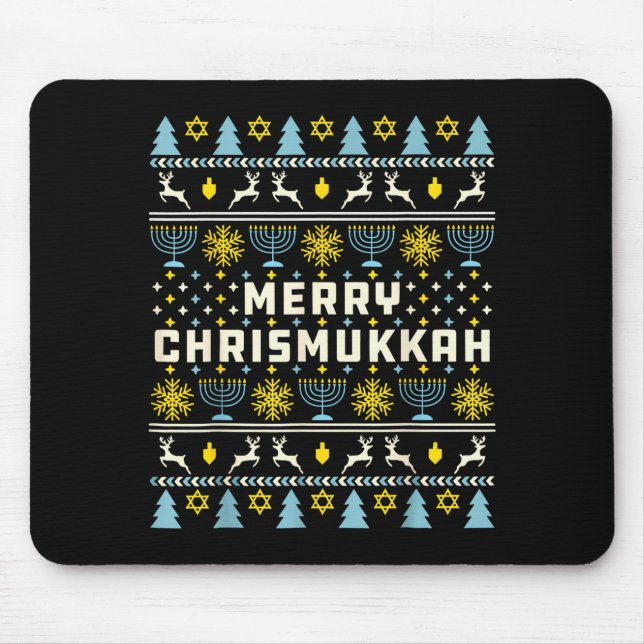Merry Chrismukkah Happy Hanukkah Jew Ugly Christma Mouse Pad (Front)