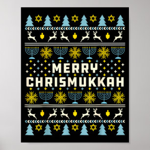 Merry Chrismukkah Happy Hanukkah Jew Ugly Christma Poster