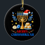 Merry Chrismukkah Holiday Hanukkah Pajama Family M Ceramic Tree Decoration<br><div class="desc">This Happy Christmukkah outfit is the perfect Hanukkah present for jew men,  women,  kids. Perfect ugly Jewish Christmas Tee to wear next to your Chanukah Ornament,  Decorations,  Socks,  Candles and Menorah during Winter Holidays!</div>