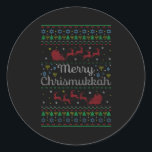 Merry Chrismukkah Jewish Hanukkah Ugly Christmas S Classic Round Sticker<br><div class="desc">Merry Chrismukkah Jewish Hanukkah Ugly Christmas Sweater</div>