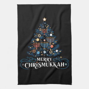 Merry Chrismukkah Jewish Holiday Hanukkah Tea Towel
