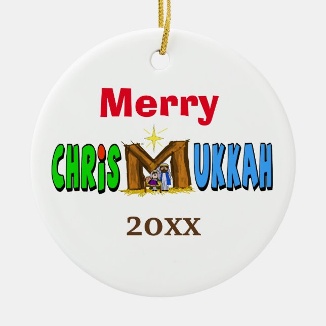Merry Chrismukkah Manger Ornament Customise It! (Front)