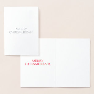 Merry Chrismukkah red int. letters - silver / gold Foil Card