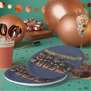 Merry Chrismutts Christmas Holiday Puppies Festive Paper Plate