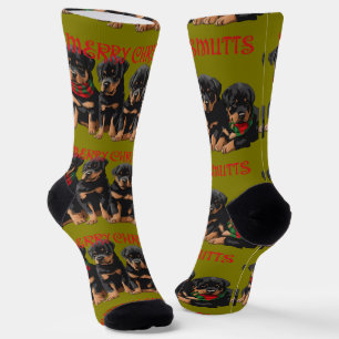 Merry Chrismutts Christmas Holiday Puppies Festive Socks