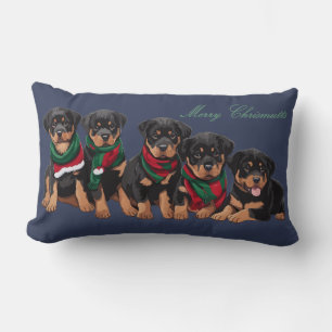 Merry Chrismutts Dog Family Holiday Greeting Lumbar Cushion