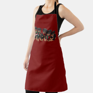 Merry Chrismutts Rottweiler Puppies Wearing Scarf Apron