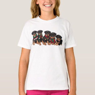Merry Chrismutts Rottweiler Puppies Wearing Scarf T-Shirt