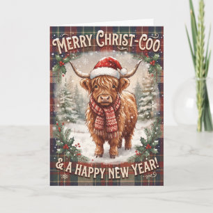 Merry Christ Coo Highland Cow Christmas Card