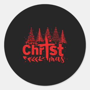 Merry Christ Mas Christian Christmas Jesus Christm Classic Round Sticker