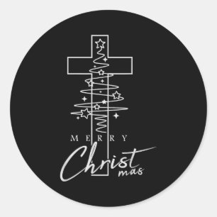 Merry Christ Mas Christian Christmas Jesus Christm Classic Round Sticker