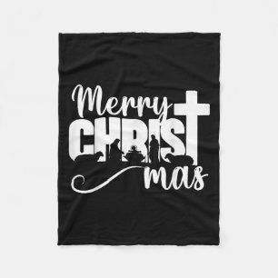 Merry Christ Mas Christian Christmas Jesus Christm Fleece Blanket