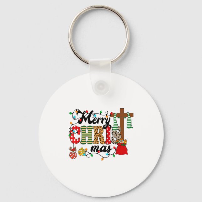 Merry Christ Mas Christian Christmas Jesus Christm Key Ring (Front)