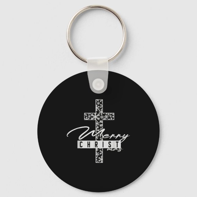 Merry Christ Mas Christian Christmas Jesus Christm Key Ring (Front)