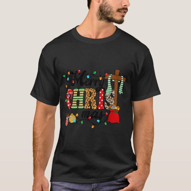 Merry Christ Mas Christian Christmas Jesus Christm T-Shirt (Front)