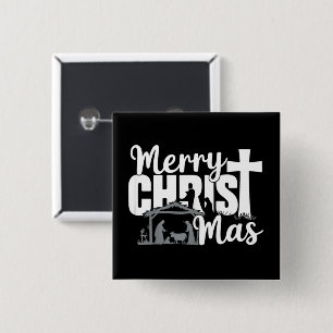 Merry Christ Mas Christian Christmas Jesus Family  15 Cm Square Badge