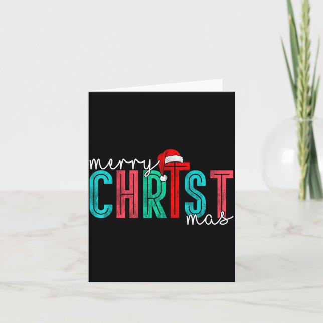 Merry Christ Mas Christian God Matching Christmas  Card (Front)