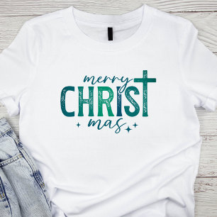 Merry Christ mas Christian Religious Bold Green Tri-Blend Shirt