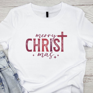 Merry Christ mas Christian Religious Bold Red Tri-Blend Shirt