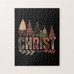 Merry Christ Mas Christmas Christian Faith Jesus C Jigsaw Puzzle