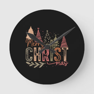 Merry Christ Mas Christmas Christian Faith Jesus C Round Clock