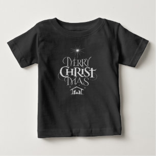 Merry Christ Mas Religious Christmas Black Chalk Baby T-Shirt