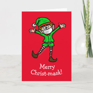 Merry Christ-mask COVID-19 Elf Christmas Card