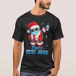 Merry Christ Mask Dabbing Santa Claus Merry Chris T-Shirt