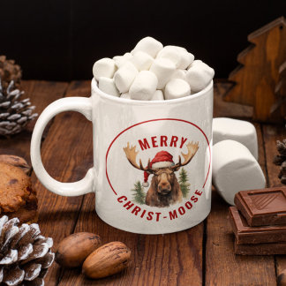 Merry Christ-moose Funny Christmas Moose Coffee Mug