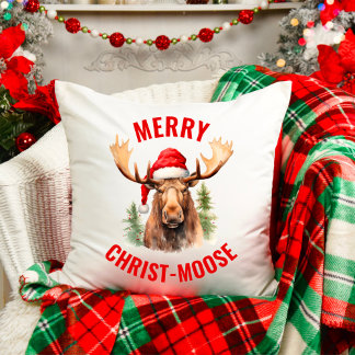 Merry Christ-moose Funny Christmas Moose Cushion