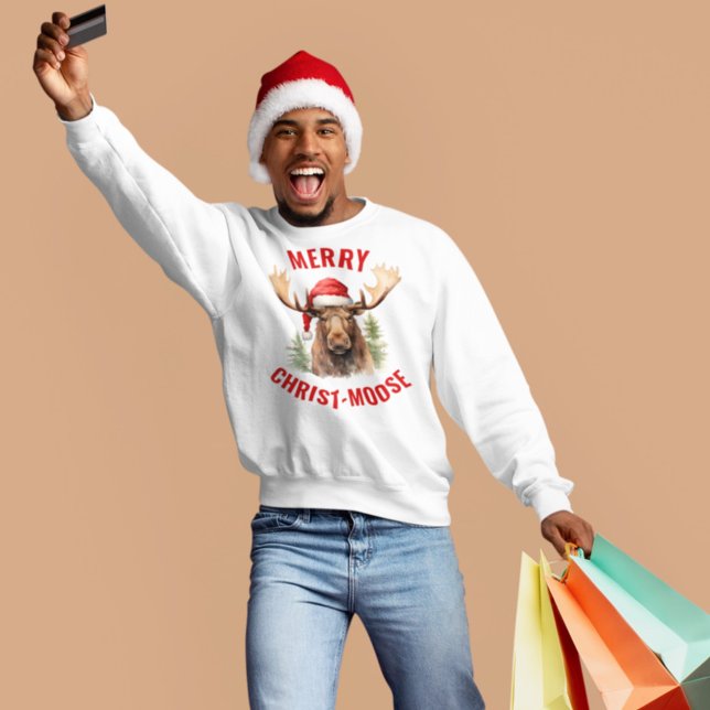 Merry Christ-moose Funny Christmas Moose Sweatshirt (Creator Uploaded)