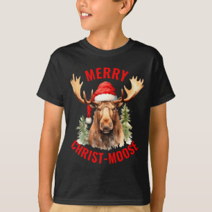Merry Christ Moose Funny Christmas Moose  T-Shirt