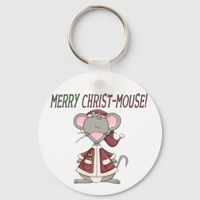 Merry Christ-Mouse T-shirts and Gifts Key Ring (Front)